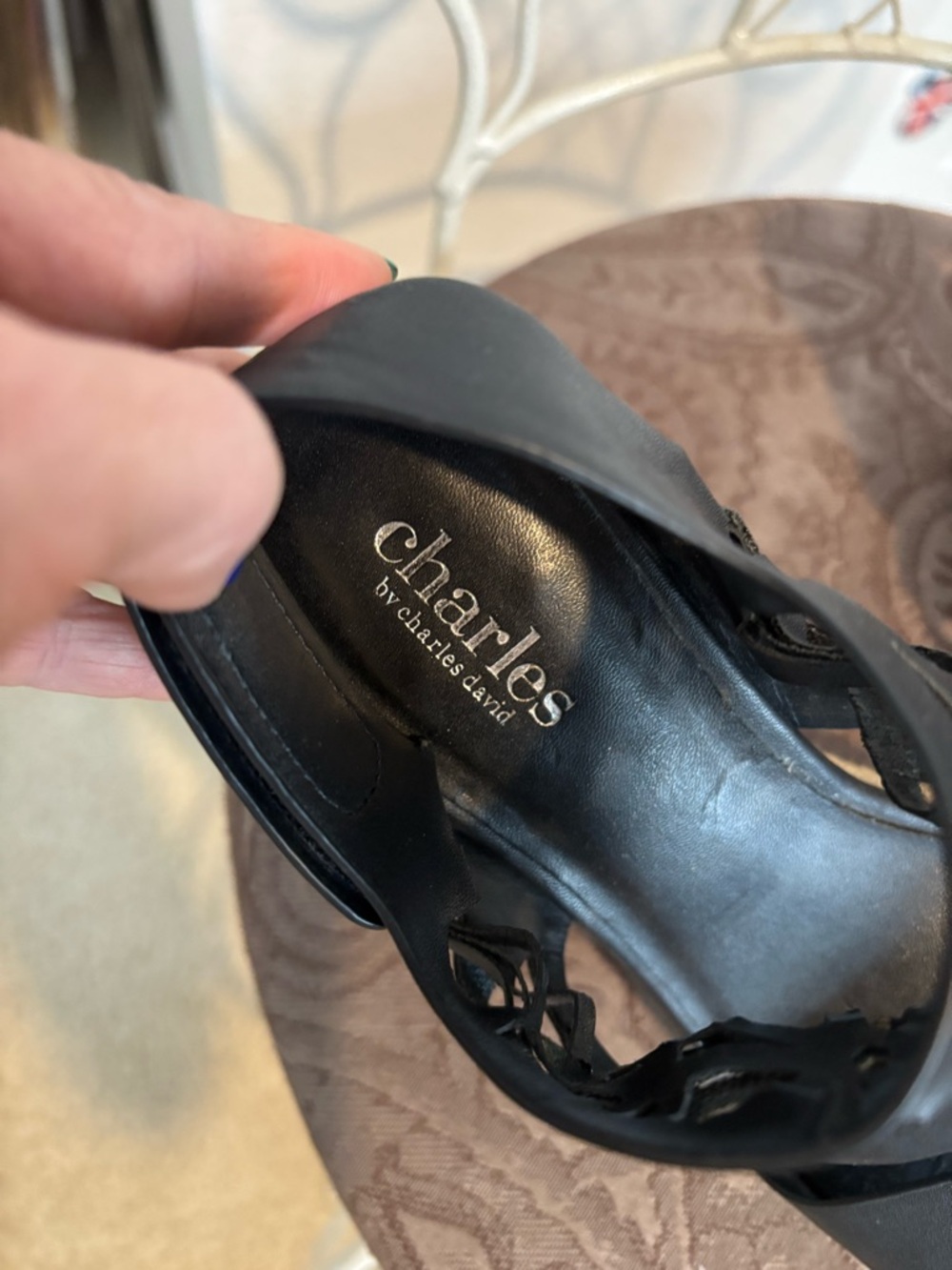 Charles By Charles David Black Leather Espadrille Wedges. Sz 5 - Picture 6 of 8